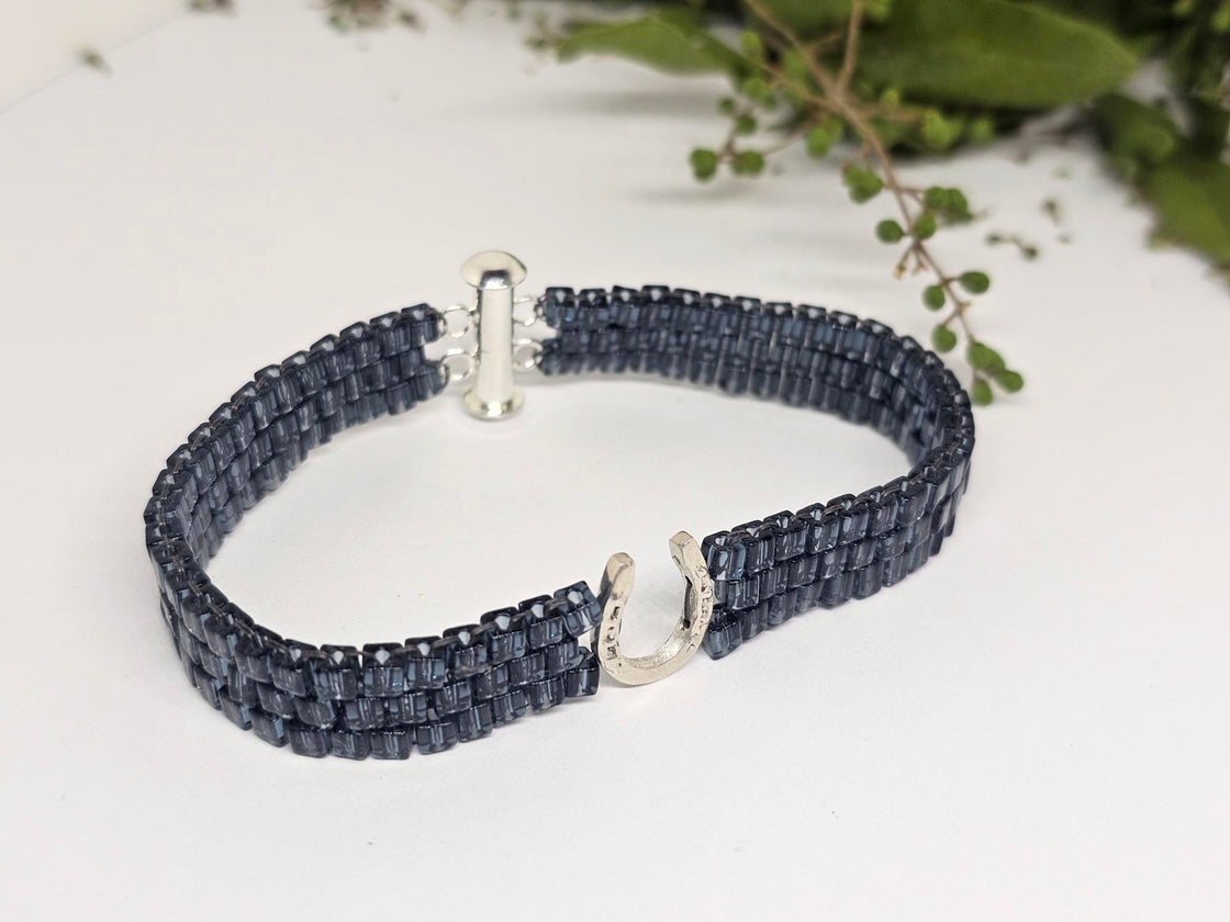 Horseshoe Small on Woven Bead Bracelet