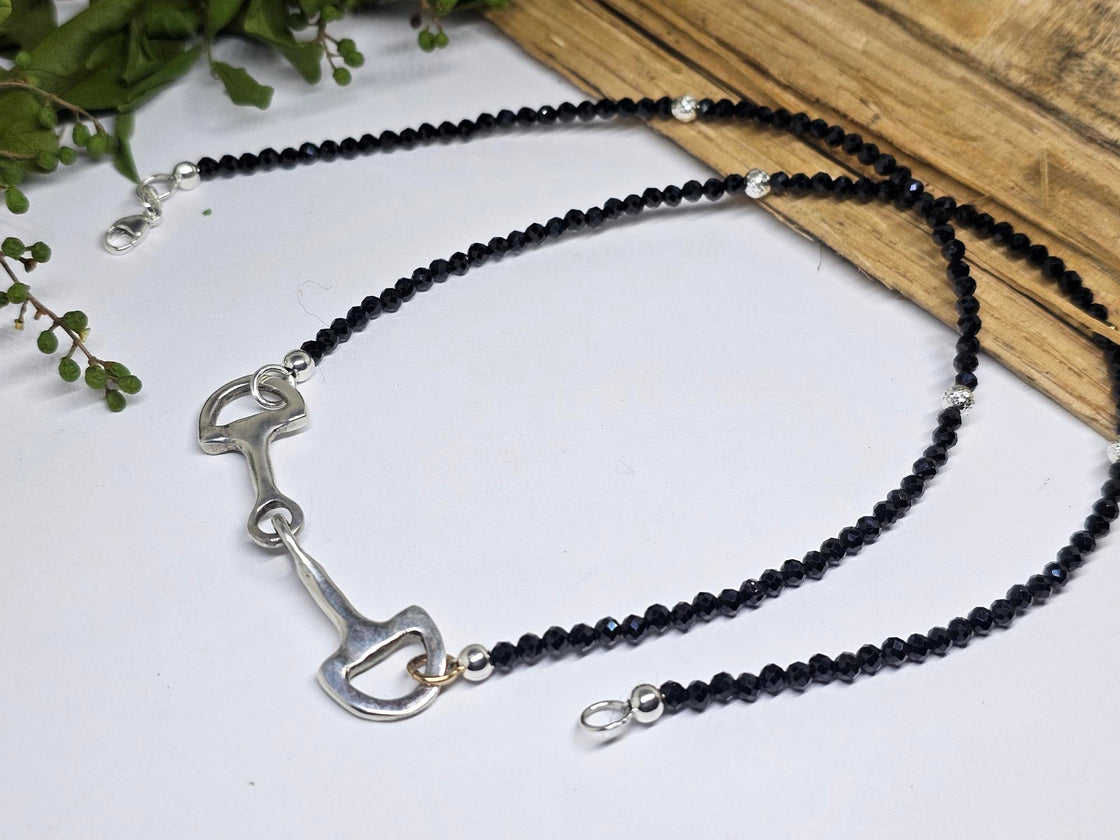 Snaffle Bit and Spinel Bead Necklace