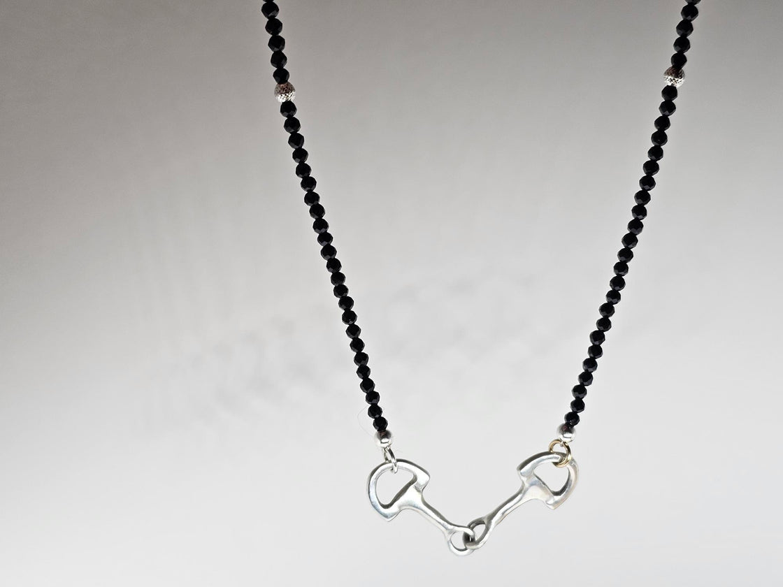 Snaffle Bit and Spinel Bead Necklace