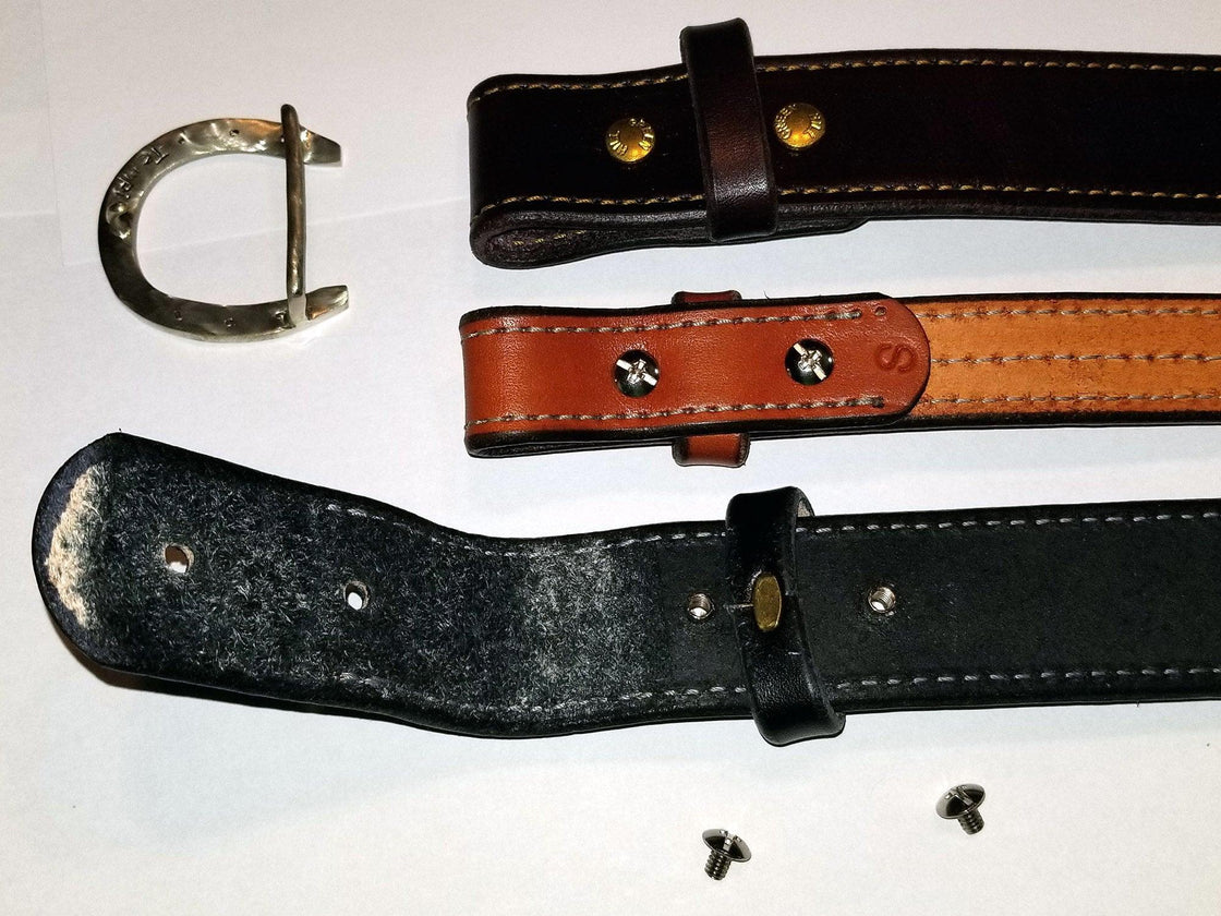 Bridle Leather Belts with stitching 1.25 inch width - Tempi Design Studio