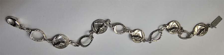 Driving Pony and Horse Shoe Petite linked Bracelet