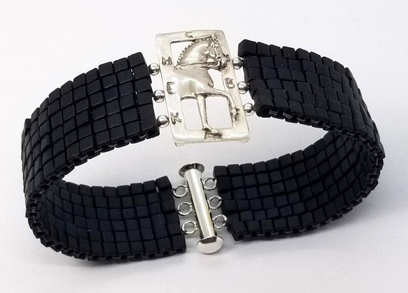 Dressage Horse and Arena on Woven Bead Bracelet - Tempi Design Studio