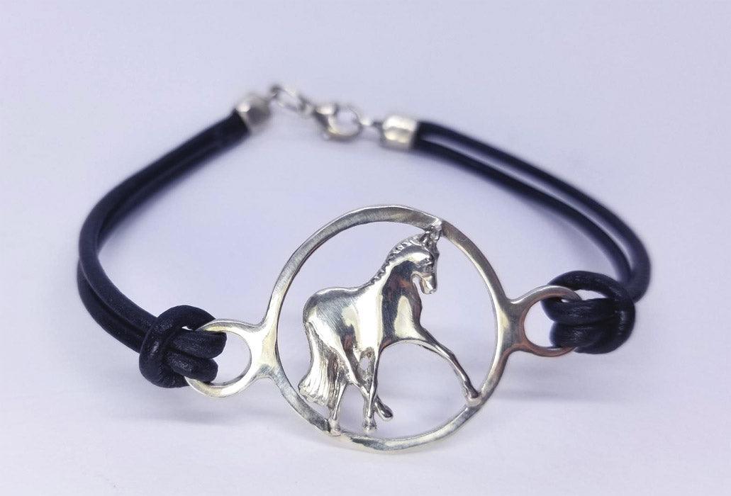 Half Pass Horse in a Circle Leather Cord Bracelet - Tempi Design Studio