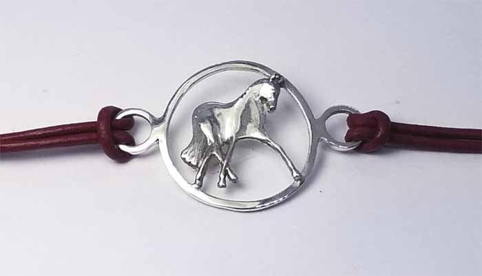 Half Pass Horse in a Circle Leather Cord Bracelet - Tempi Design Studio