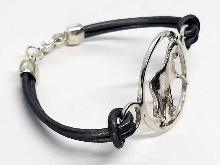 Half Pass Horse in a Circle Leather Cord Bracelet - Tempi Design Studio