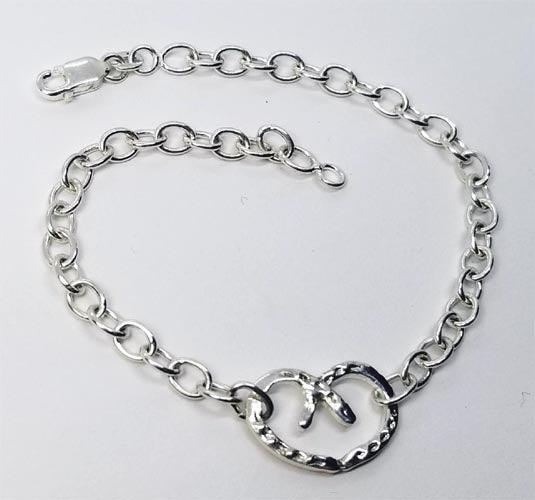 Horse Shoe Heart on Sterling Link Bracelet - Tempi Design Studio