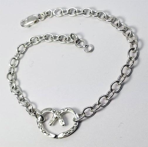 Horse Shoe Heart on Sterling Link Bracelet - Tempi Design Studio