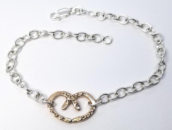 Horse Shoe Heart on Sterling Link Bracelet - Tempi Design Studio