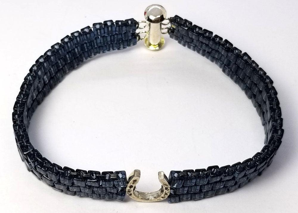 Horseshoe Small on Woven Bead Bracelet - Tempi Design Studio