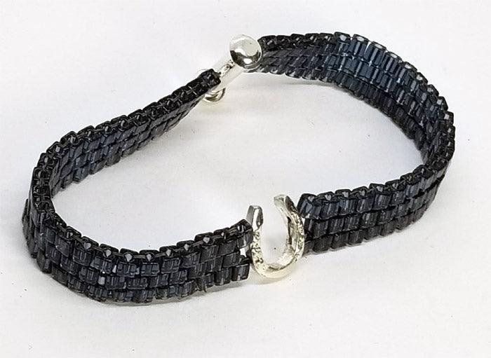 Horseshoe Small on Woven Bead Bracelet - Tempi Design Studio