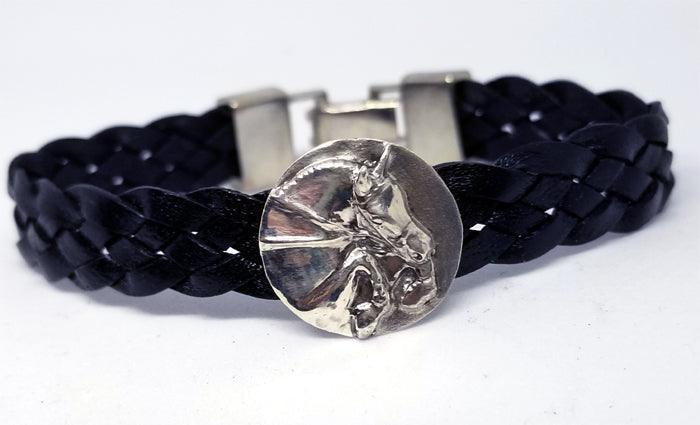 Jumper Horse Slide on 5 Strand Woven Leather Bracelet - Tempi Design Studio