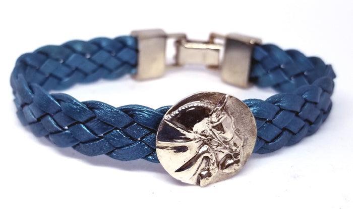 Jumper Horse Slide on 5 Strand Woven Leather Bracelet - Tempi Design Studio