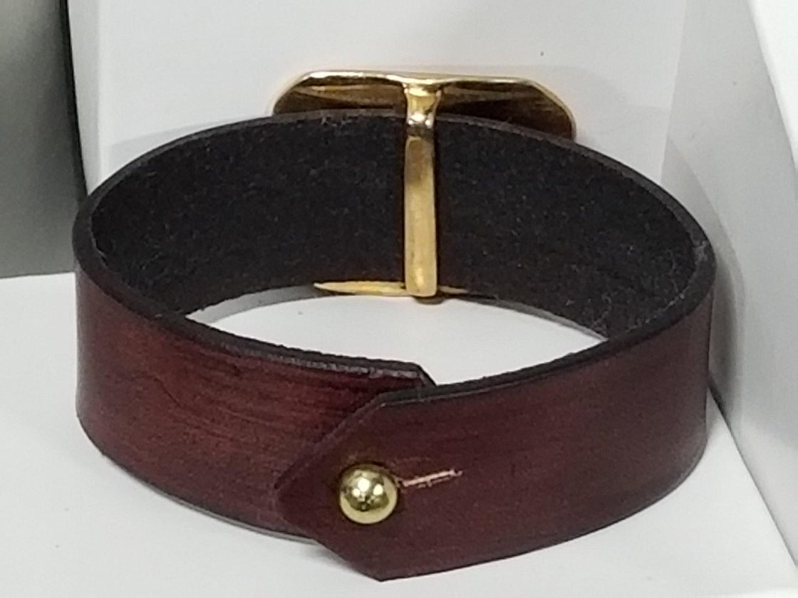 Jumper Slide on Leather Cuff Bracelet - Tempi Design Studio