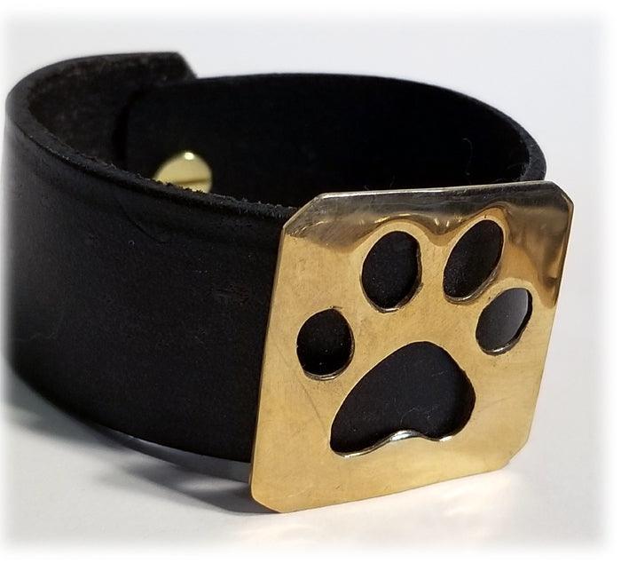 Paw Print Slide on Leather Cuff - Tempi Design Studio