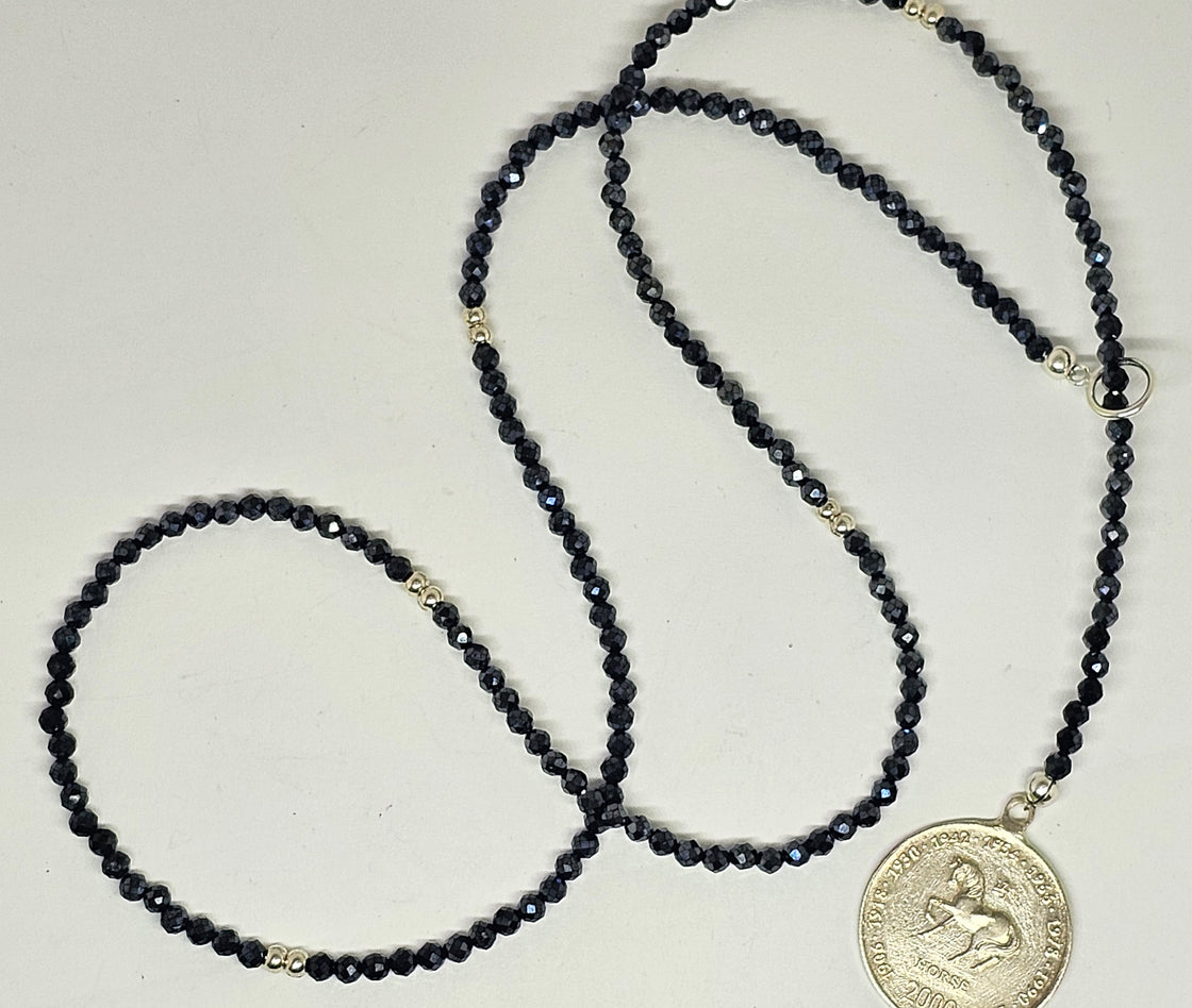 Year of the Horse Coin on Beaded Lariat necklace