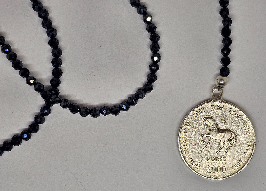 Year of the Horse Coin on Beaded Lariat necklace