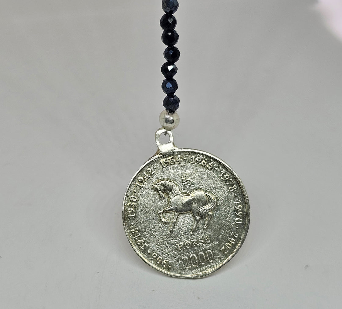 Year of the Horse Coin on Beaded Lariat necklace