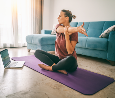 Woman stretching on a mat